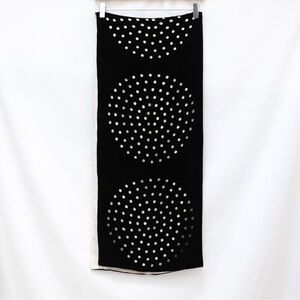 Echo double-layer pashmina scarf polka dot black laser cut circles cream ivory